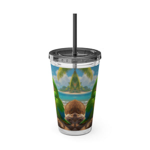 Tropical Tumbler with Straw | 16oz: Lulu the Parrot