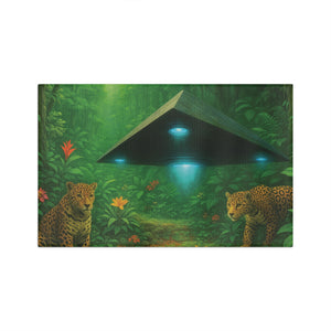 Microfiber Coffee/Tea Towel – UFO in Jungle with Big Cats