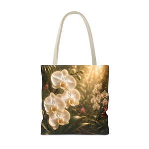 Orchid Garden Tote Bag — Sunlit White Orchid Floral All-Over Print