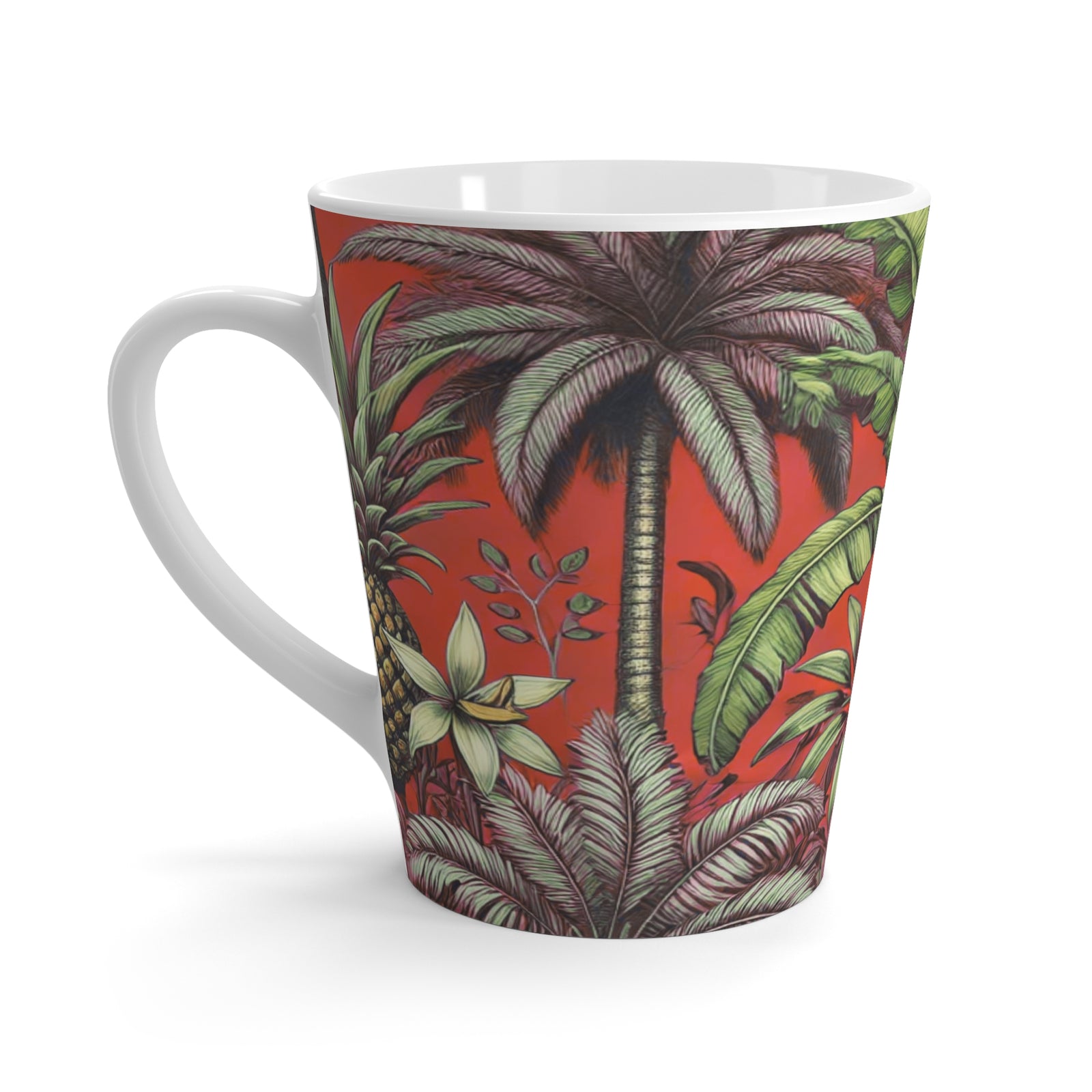 Latte White Mug - Tropical Fruit, Red
