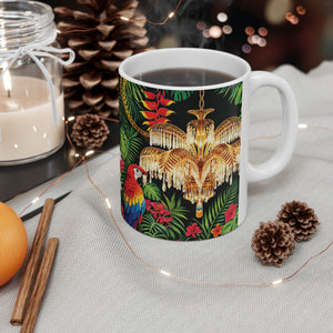 White Ceramic Mug — Holllywood Regency Parrot (11oz, 15oz)