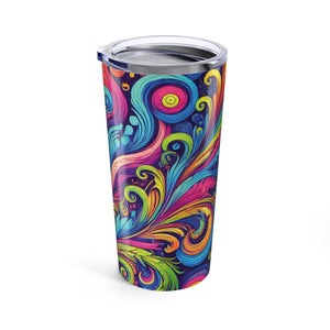20oz Tropical Glossy Tumbler / Feather Currents Pop