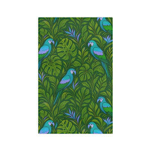 Tropical Microfiber Coffee/Tea Towel – Rainforest Parrot Family, Blue