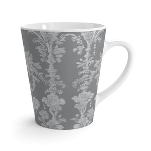 Latte White Mug - Perfect for Coffee Enthusiasts / Pearl Lady Toile, slate