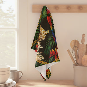 Coffee & Tea Kitchen Towel — Hollywood Regency Parrot, Microfiber