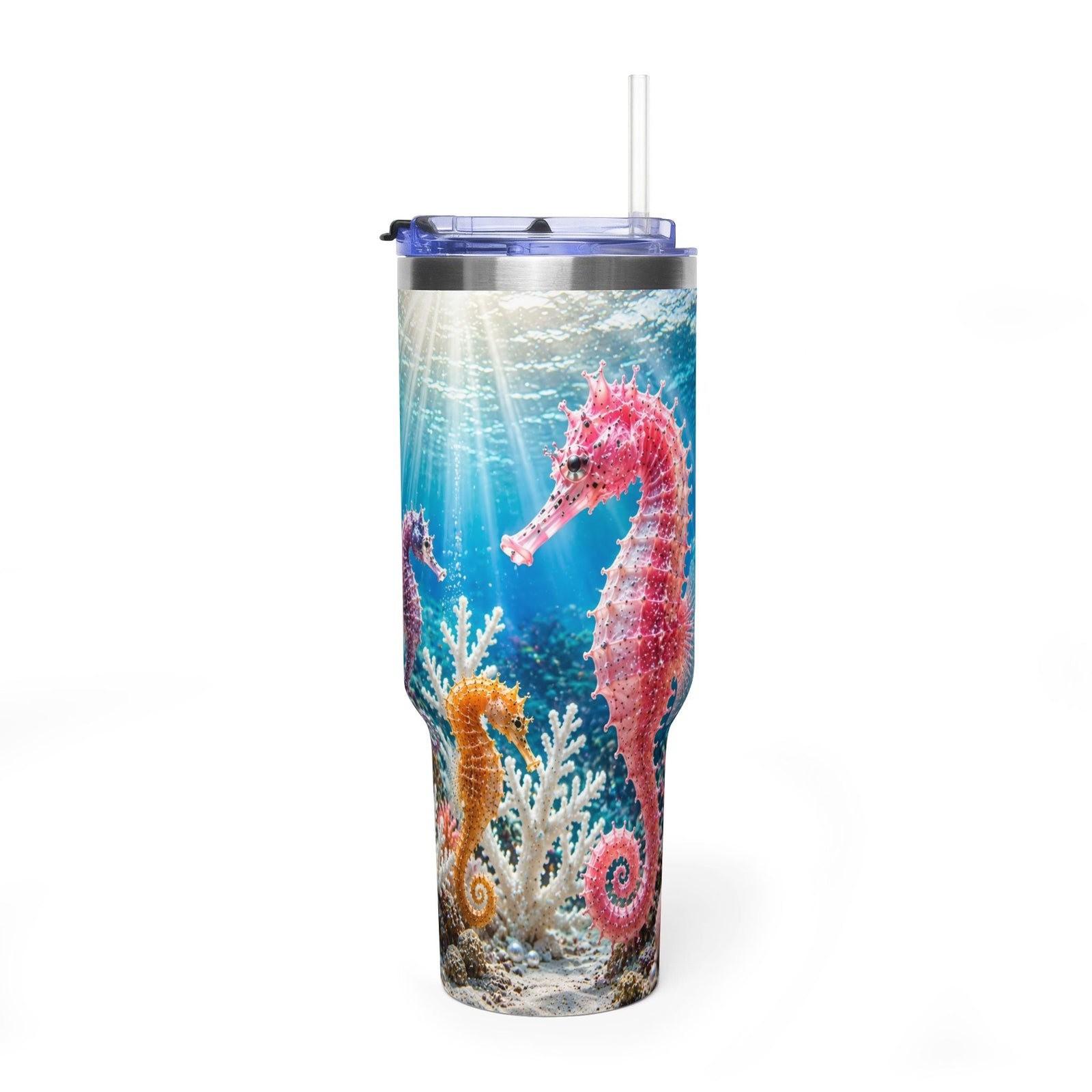 40oz Seahorse Ocean Tumbler — Vacuum Insulated Travel Mug