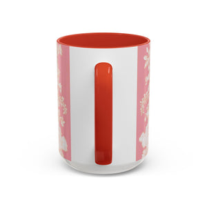 Accent Color Coffee Mug (11, 15oz), Pearl Lady Toile/Hibiscus Pink