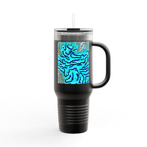 Insulated Travel Mug, 40oz / Wild Coral, Turquoise - Perfect for Outdoor Adventures