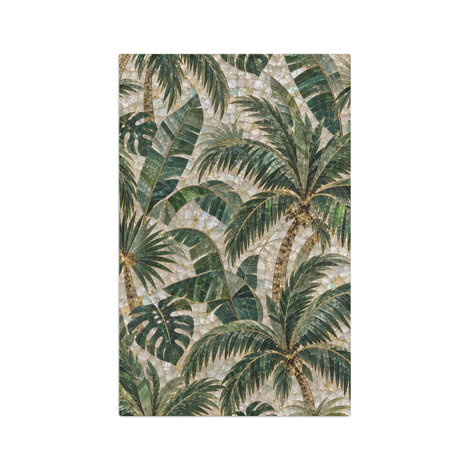 Tropical Palm Tea Towel — Palms Mosaic Microfiber Kitchen Towel