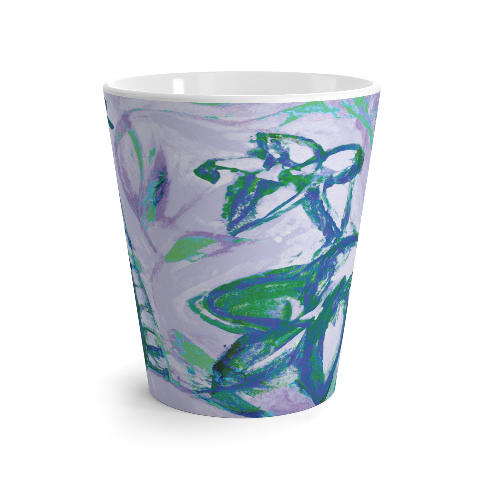 Latte White Mug - Tropical Doodles, Lilac