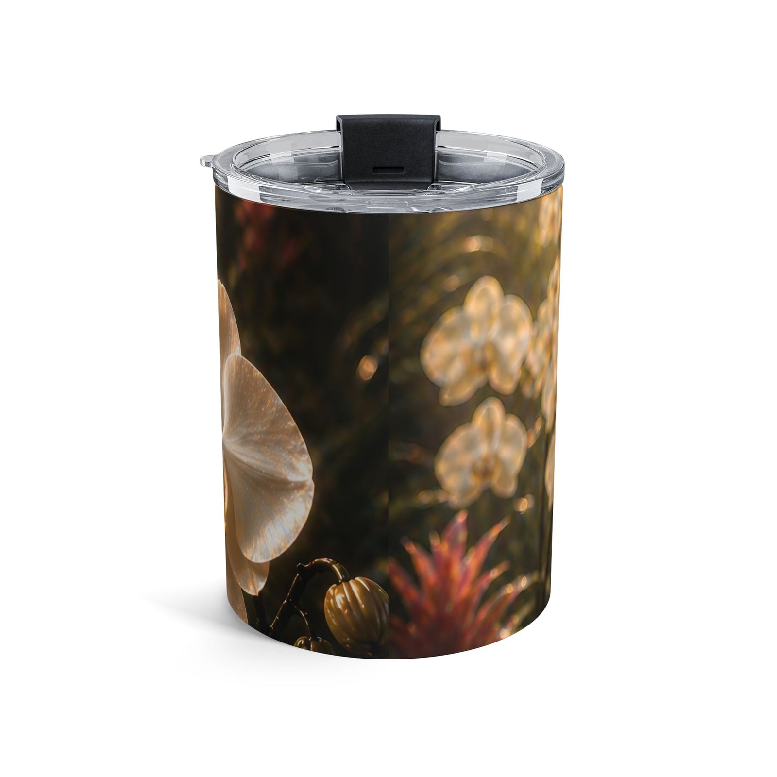 Pearl Orchid Floral 10oz Tumbler — Elegant Botanical Insulated Cup