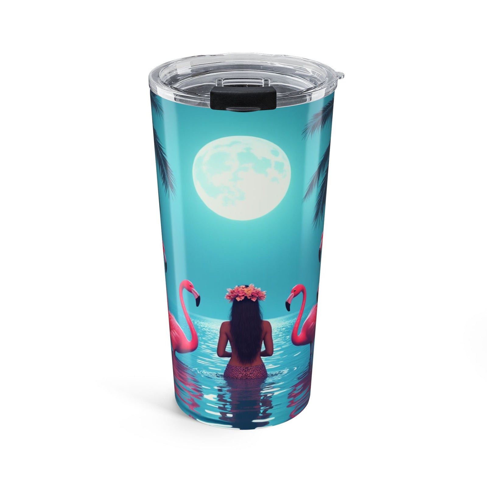 20oz Tumbler — Moonlit Mermaid & Flamingos Travel Cup