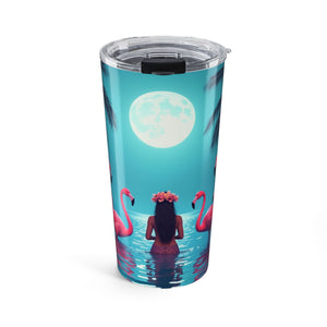 20oz Tumbler — Moonlit Mermaid & Flamingos Travel Cup