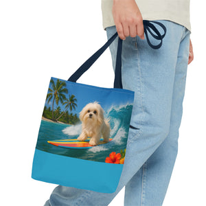 Puppy Ariel the Dog Surfer Tote Bag - 3 Sizes