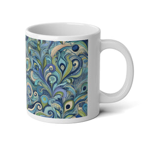 Jumbo Mug, 20oz, Peacock Currents Blue | Tropical Coffee Cup