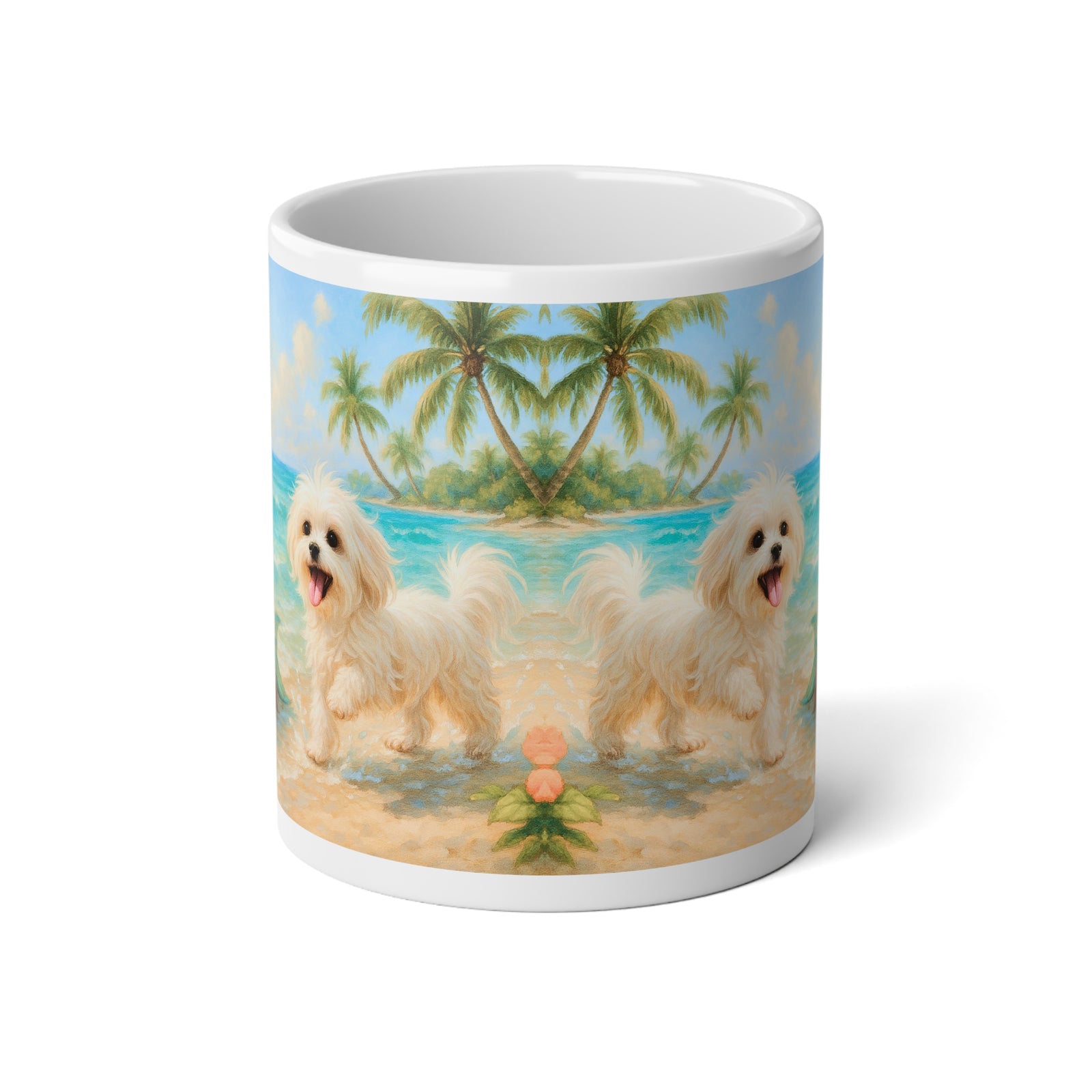 Jumbo Mug, 20oz, Puppy Ariel and Mermaid | Tropical Coffee Cup