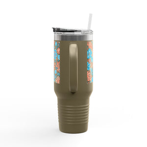 Insulated Travel Mug, 40oz / Beach Dreams, Coral Blues