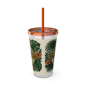 Tropical Tumbler with Straw | 16oz: Palm & Bean Coffee Club