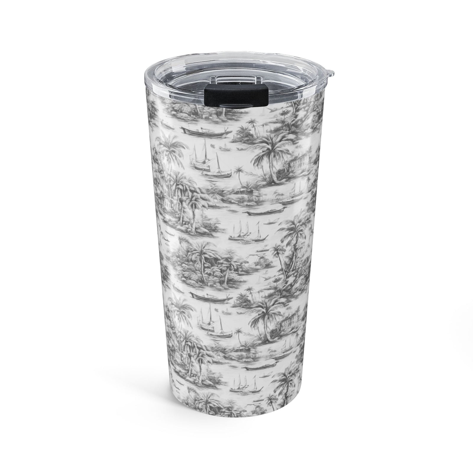 20oz Tumbler — Vintage Tropical Toile/Grey Travel Mug