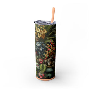 Rainforest Rabbit Outing - Skinny Matte Tumbler 20oz with Straw - Stainless Steel, 7 Colors