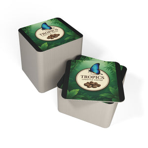 Cardboard Coffee Coasters – Tropical Butterfly Coffee Logo (Pack of 50/100)