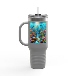 Insulated Travel Mug, 40oz / Busy Coral Reef - Perfect for Outdoor Adventures