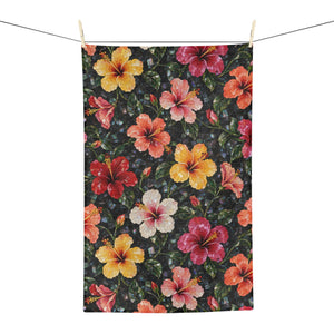 Hibiscus Garden Microfiber Tea Towel – Tropical Blossom Kitchen Towel