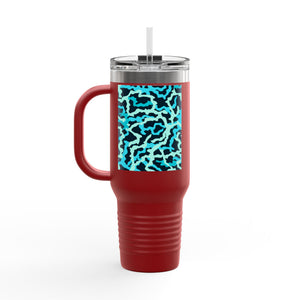 Insulated Travel Mug, 40oz / Coral Reef Threads, Turquoise - Perfect for Outdoor Adventures