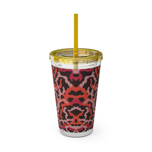 Tropical Tumbler with Straw | 16 oz: Coral Threads, Red