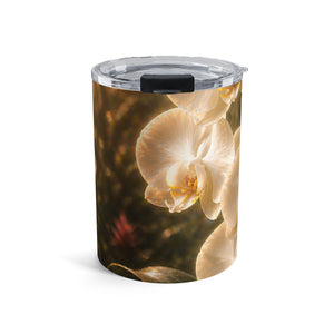 Pearl Orchid Floral 10oz Tumbler — Elegant Botanical Insulated Cup