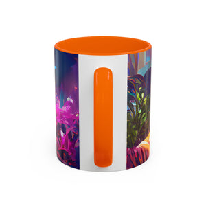 Accent Color Coffee Mug (11, 15oz) - Midnight Kiss in Tropical Garden