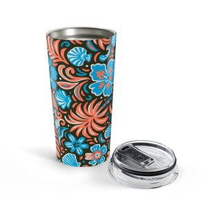 20oz Tumbler ~ Blue & Coral Beach Dreams Insulated Travel Cup