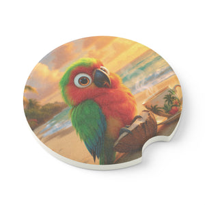 Tiki the Parrot ~ Soapstone Car Coaster -