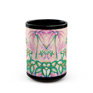 Black Coffee Mug - Tropical Doodles, Pink