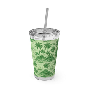Tropical Tumbler with Straw | 16 oz: Faraway Toile/Green