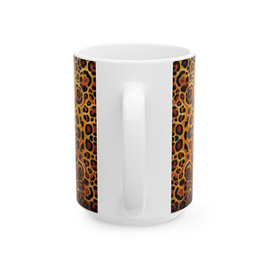 White Ceramic Mug — Bold Leopard Hiidden Pattern Coffee Cup (11oz & 15oz)