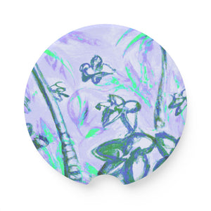 Soapstone Car Coaster - Tropical Doodles, Lilac