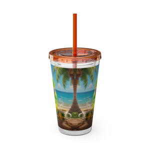 Tropical Tumbler with Straw | 16oz: Lulu the Parrot