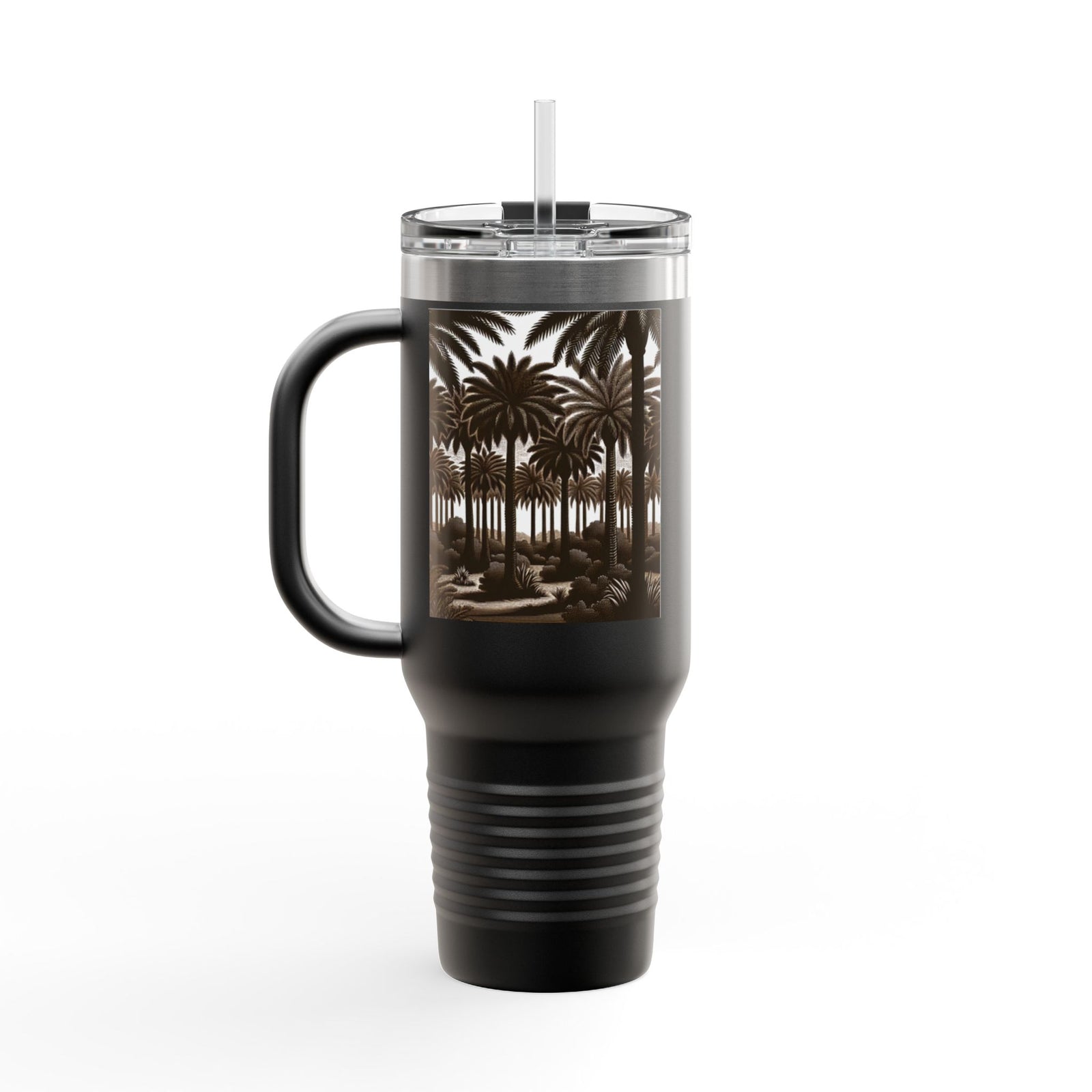 Woodcut Palms Insulated Travel Mug - 40oz - Perfect for Outdoor Adventures