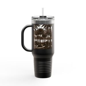 Woodcut Palms Insulated Travel Mug - 40oz - Perfect for Outdoor Adventures