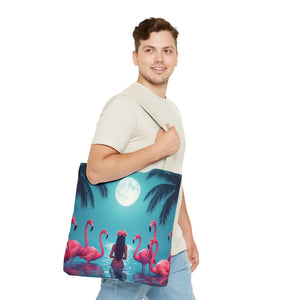 Moonlit Mermaid and Flamingos Tote Bag - 3 Sizes