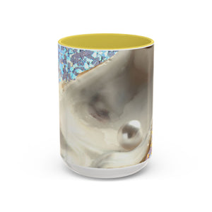 Colorful Mugs (11oz, 15oz), Disco White Pearl Oyster Macro