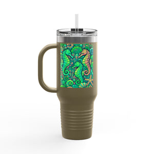 Seahorses Lime Insulated Travel Mug - 40oz - Perfect for Outdoor Adventures