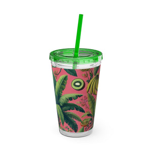 Tropical Tumbler with Straw | 16 oz:  More Tropical Palms, Coral