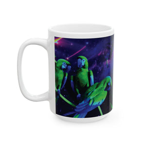 Ceramic White Mug - 11oz & 15oz, Galatic Parrots