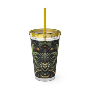 Tropical Tumbler with Straw | 16 oz: Tropical Fruit, Black