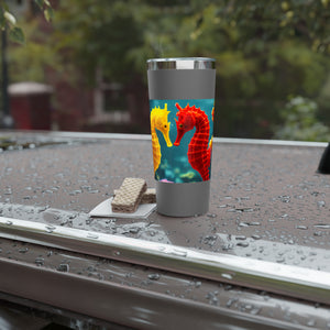 22oz Insulated Tumbler/Vacuum Copper Travel Cup ~ Seahorses in Love