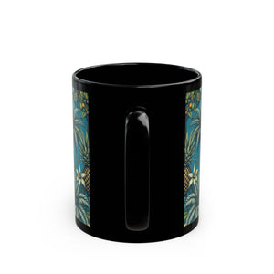 Black Coffee Mug - Tropical Fruit, Blue