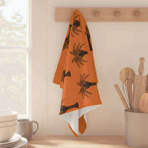 Tropical Microfiber Coffee/Tea Towel – Art Deco Palms, Crusta Orange