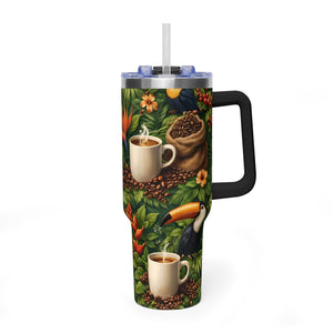 40oz Thermal ~ Tropical Coffee Lover Parrots